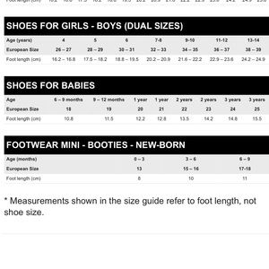 nike size chart baby